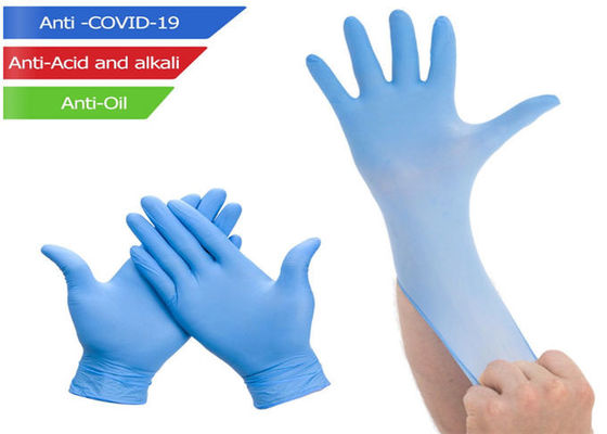 Anti Bacterial Disposable Nitrile Gloves Powder Free Professional Grade Food Safe Non Latex  Convenient Dispense