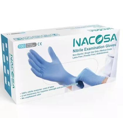 Disposable Blue Nitrile Gloves with Textured Fingertips Powder Free Gloves