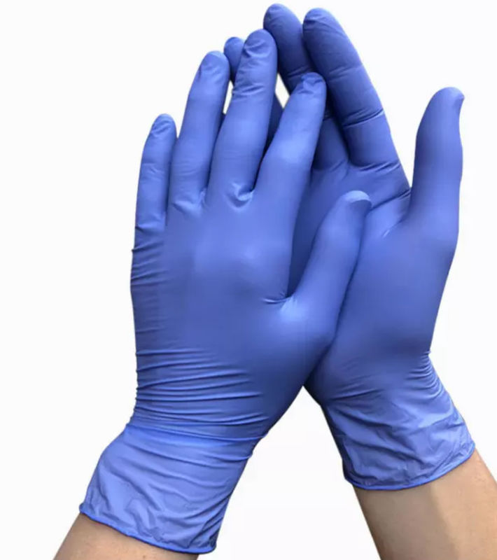 Disposable Blue Nitrile Gloves with Textured Fingertips Powder Free Gloves